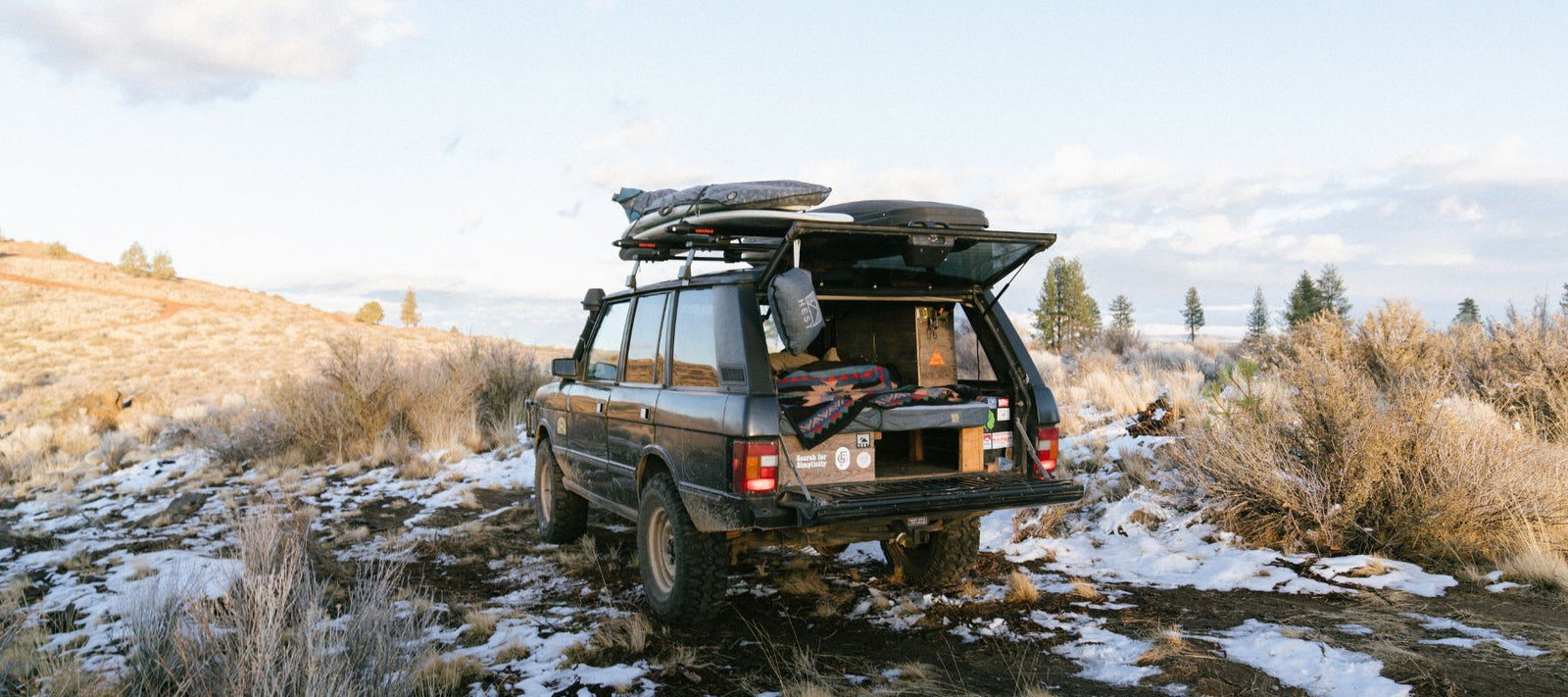 Overlanding Car in Winter Landscape 