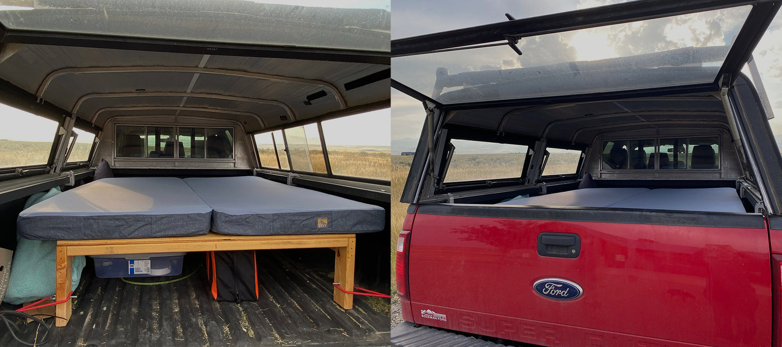 Ford F-250 truck bed with best memory foam truck bed mattress inside
